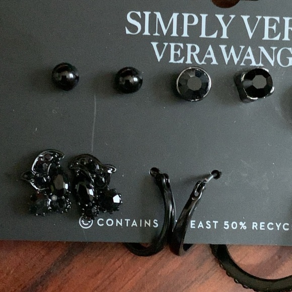 NWT Simply Vera Vera Wang 6 pair set of black earrings - Picture 2 of 4